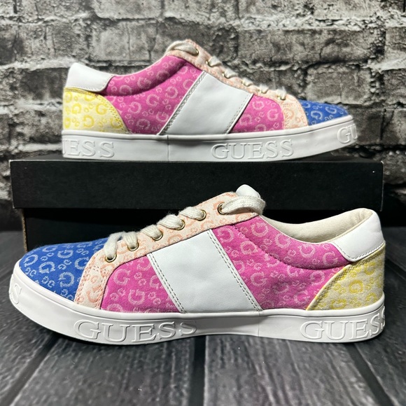 Guess Y2K Multicolor Pink Blue Yellow Sneakers Womens 10 - Picture 2 of 10